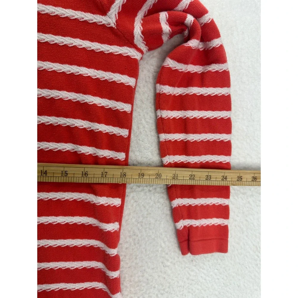 Liz Claiborne Women‎ Orange White Striped Cotton Sweater Pullover Size M